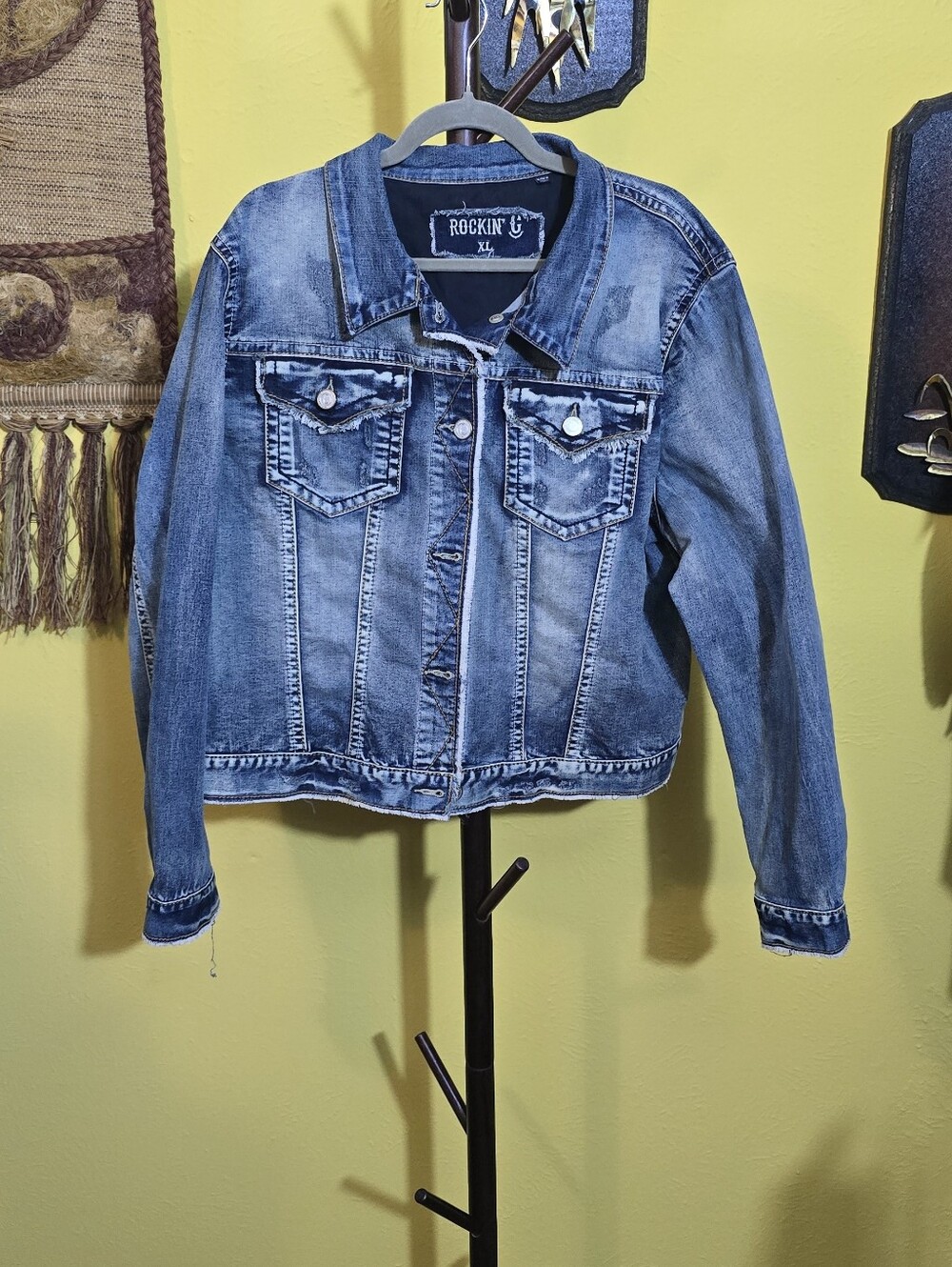 Rocking C Women's Blue Denim Jacket Sz XL
